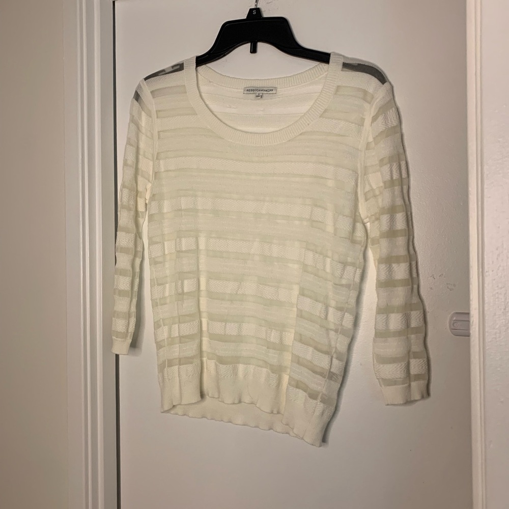 Rebecca Minkoff semi-sheer striped pullover sweater Size Small, Women’s Cotton